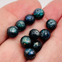 Load image into Gallery viewer, Faceted Fresh Water Pearl Round Parcel | 7mm | Iridescent Blue | 10 Pearls |