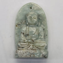Load image into Gallery viewer, Harmony Stone Jade Buddha Pendant Bead | 50x30mm | Green White | 1 Pendant Bead|