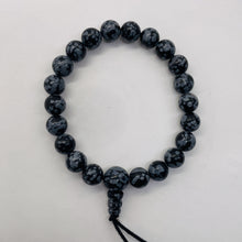 Load image into Gallery viewer, Snow Flake Obsidian 7" Strung Strand Round | 8mm | Black White | 21 Beads