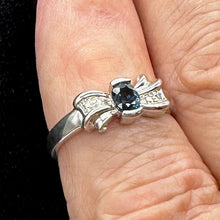 Load image into Gallery viewer, Blue Sapphire and White Diamonds Solid 14Kt White Gold Ring Size 6 3/4 9982Ai