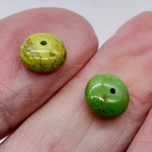 Gaspeite High Grade 7mm Rondelle Beads | 7mm | Green Brown | 2 Beads |