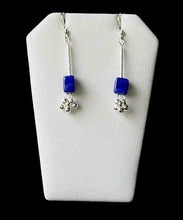 Load image into Gallery viewer, Spark Stardust Lapis Dangle Drop Silver Earrings 5697