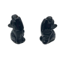 Load image into Gallery viewer, Howling New Moon 2 Carved Obsidian Wolf / Coyote Beads | 21x11x8mm | Black