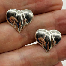 Load image into Gallery viewer, Valentine Love Heart Sterling Silver Post Earrings| 1" Long|