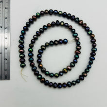 Load image into Gallery viewer, Near Round Blue Peacock 6-5mm FW Pearl Strand 109941