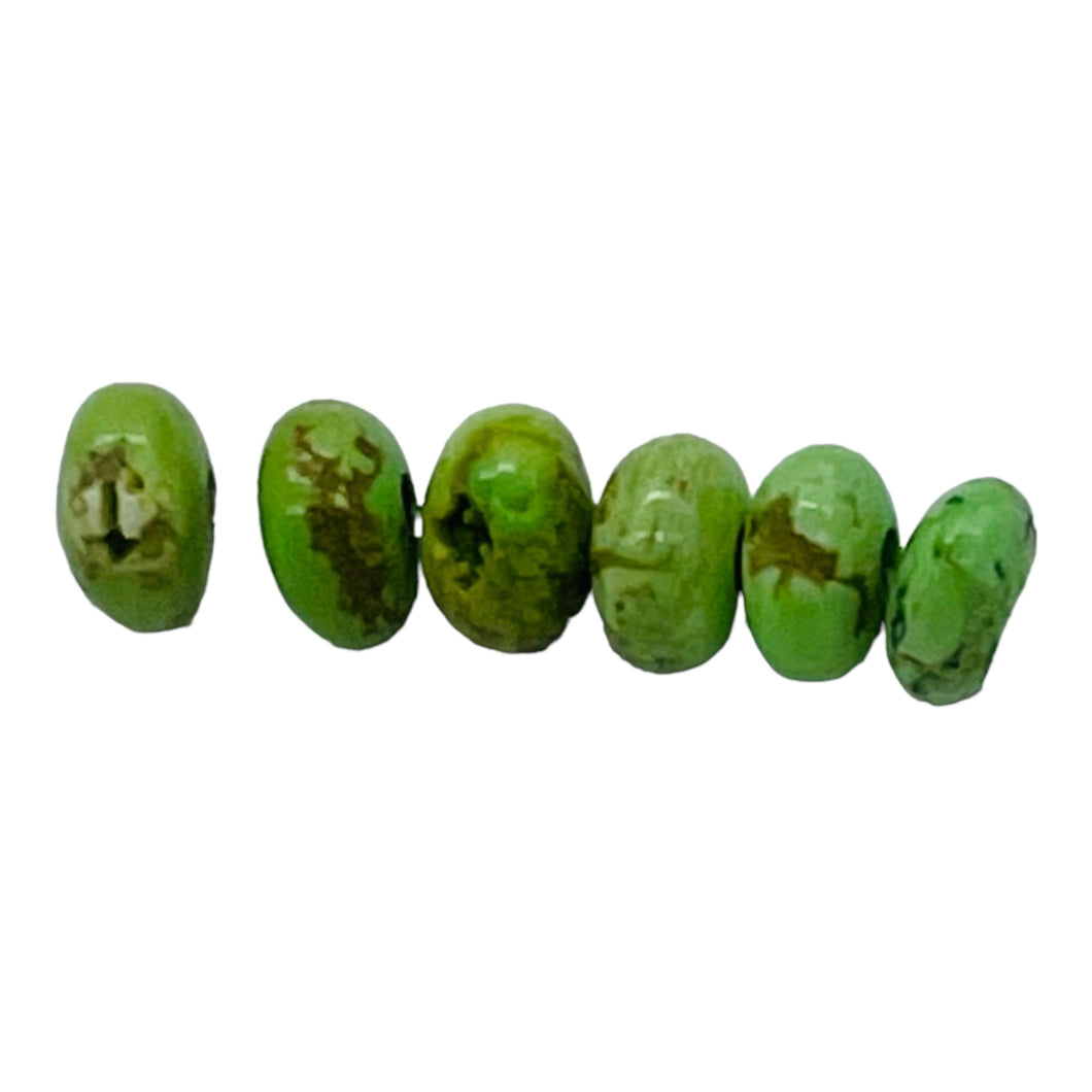 Gaspeite Hi Grade 3mm Rondelle Beads | 3mm | Green Brown | 6 Beads |