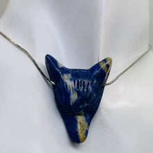 Load image into Gallery viewer, Sodalite Carving Wolf Head Pendant Bead | 40x30x10mm | Blue White | 1 Bead |