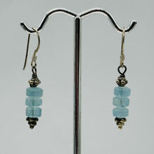 Load image into Gallery viewer, Aquamarine Dangling Sterling Silver Earrings | 1 1/2" Long | Blue, Silver |
