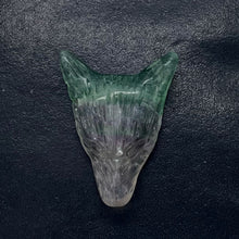 Load image into Gallery viewer, Fluorite Carving Wolf Head Pendant Bead | 40x30x10mm | Green | 1 Bead |