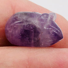 Load image into Gallery viewer, Two Amethyst Carved Mouse Animal Beads | 19x11x11 mm | Purple