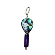 Load image into Gallery viewer, Amethyst, Abalone Sterling Silver Pendant| 1 3/4" Long| Purple, Blue| 1 Pendant|