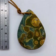 Load image into Gallery viewer, Druzy Ocean Jasper Pendant Teardrop | 50x33x8mm | Green Yellow | 1 Bead