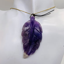 Load image into Gallery viewer, Amethyst Carved Pendant Leaf | 60x30x8mm | Purple White | 1 Bead |