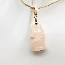 Load image into Gallery viewer, Rose Quartz Wolf Pendant Necklace | Semi Precious Stone Jewelry | 14k Pendant