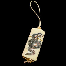Load image into Gallery viewer, Year of the Snake 2025 Skrimshaw Pendant | 1 1/2" Long| Cream, Brown, Blue, Red|