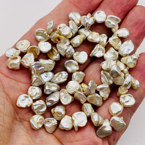 Keishi 16" Strand Cornflake FW Pearls | 9x7 to 8x6x3mm | Silver White | 70 |