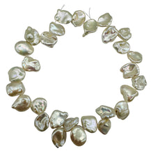 Load image into Gallery viewer, Natural Keshi Freshwater Pearl Half Strand Creamy White 26 Rose Petal Pearls