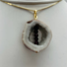 Load image into Gallery viewer, Blue Chalcedony Druzy Garnet Window 14K Gold Filled Pendant | 1 3/4"Long |