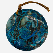 Load image into Gallery viewer, Chrysocolla Carved Pendant Bead | Coin | 2x3/8" | Green Blue | 1 Bead |