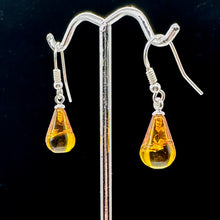 Load image into Gallery viewer, Amber Teardrop Dangle Sterling Silver Earrings | 1" Long | Amber | 1 Pair |