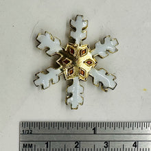 Load image into Gallery viewer, 2 Golden Cloisonne Snowflake Centerpiece 30x27x4mm Beads 8638H
