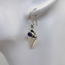 Load image into Gallery viewer, Amethyst Sterling Silver Triangle Earrings | 1" Long | Purple | 1 Pair |