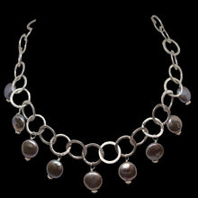 Load image into Gallery viewer, Perfect Moonrise Freshwater Pearl and Silver Circle Chain Necklace 209408