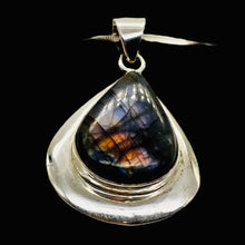 Load image into Gallery viewer, Labradorite Sterling Silver Goddess Pendant | 2" Long| Purple Orange flash | 1 |
