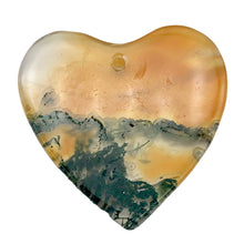 Load image into Gallery viewer, Limbcast Agate Heart Bead | 29x30x3mm | Yellow/Green/Clear | Heart | 1 Bead |