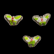 Load image into Gallery viewer, Spring Green Cloisonne Butterfly Pendant Beads | 16x10x6mm | 3 Beads |