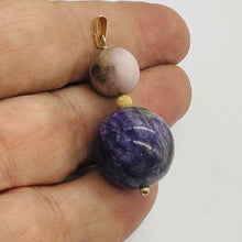 Load image into Gallery viewer, Charoite, Peruvian Opal 14K Gold Filled Pendant | Purple, Pink | 1 7/8" Long |