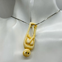 Load image into Gallery viewer, Swing Monkey Carved Waterbuffalo Bone Bead Button 10521 | 51x16x12mm | Cream and Black