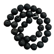 Load image into Gallery viewer, Lava Natural Round Bead Strand | 15.5" Long | Black | 32 Beads |