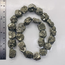 Load image into Gallery viewer, Pyrite Crystals Nugget Strand | 22x16x9 to 15x12x12mm | Silver Gold | 25 Beads|