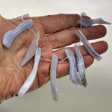 Load image into Gallery viewer, Blue Chalcedony Natural Beads 100g Strand | 63x7 to 43x9mm | 15 Beads |