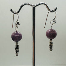 Load image into Gallery viewer, Natural Purple Lepidolite Sterling Silver Dangle Earrings 1.5" Handmade