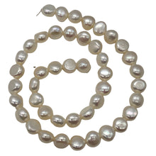 Load image into Gallery viewer, Creamy White 9mm to 10mm Button FW Pearl Strand 104500