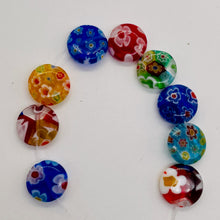 Load image into Gallery viewer, Millefiore Coin Beads | 12x4mm | Multi-color | 9 Beads |