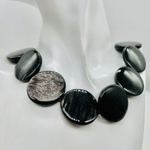 Load image into Gallery viewer, Silver Mirrors Hypersthene 29x7mm Disc Bead Strand for Jewelry Making 107041