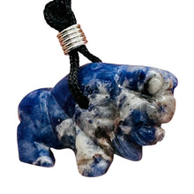Load image into Gallery viewer, Sodalite Stone Rhinoceros Pendant Necklace| 3/4' Long | Blue, White | 1 Pendant|