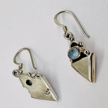 Load image into Gallery viewer, Labradorite & Triangle Sterling Silver Earrings! | 1 1/4" Long |