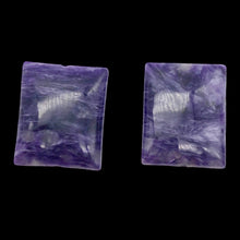 Load image into Gallery viewer, 75cts of Rare Rectangular Pillow Charoite Beads | 2 Beads | 24x20x9mm | 10871C