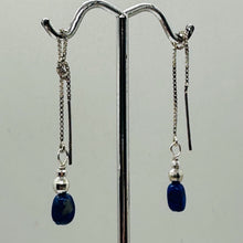 Load image into Gallery viewer, Lapis Sterling Silver Threader Earrings | 3 1/2" Long | Blue | 1 Pair |