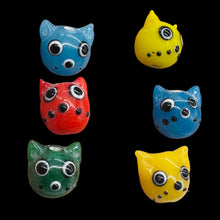 Load image into Gallery viewer, Kitty Cat Ceramic Round Beads | 15mm | Multi-Color | 6 Beads |