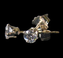 Load image into Gallery viewer, April Birthstone Sparkle! 3mm Cubic Zircon Sterling Silver Earrings