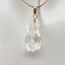 Load image into Gallery viewer, Hand Carved Quartz Female Laughing Buddha Pendant with 14K Gold Findings|1 3/4"|