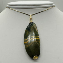 Load image into Gallery viewer, Ocean Jasper 14K Gold Filled Long Pendant | 2 1/2" Long| Green, Gold| 1 Pendant|