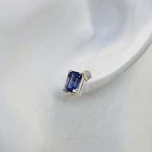 Load image into Gallery viewer, Sapphire Sterling Silver Rectangle Cut Earrings | 7x5mm | Blue | 1 Pair |