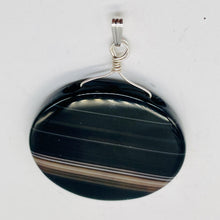 Load image into Gallery viewer, Sardonyx Agate 40mm Coin Sterling Silver Pendant | Black | 2" Long |