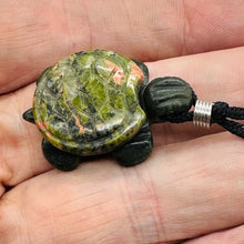Load image into Gallery viewer, Unakite Stone Turtle Pendant Necklace | 3/4' Long | Green, Pink | 1 Pendant |